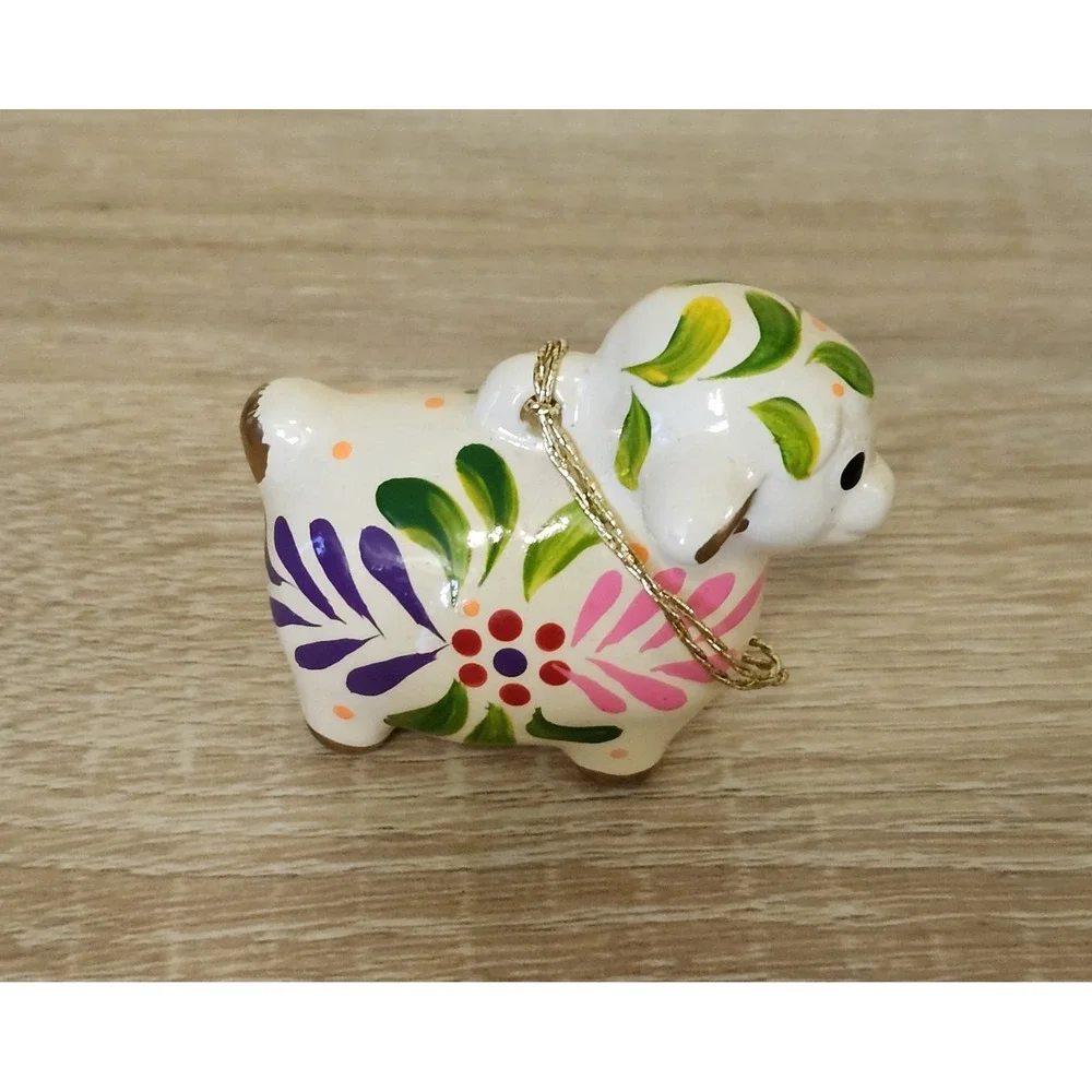 Lucuma Handmade Ceramic Ornaments Peru Bright Colors Sheep